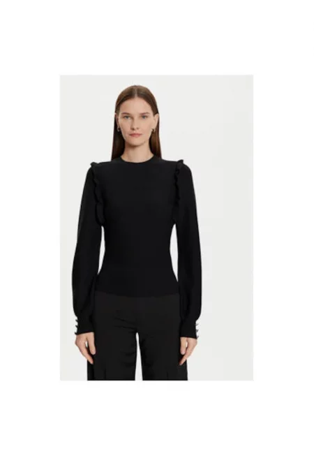 Дамски пуловер -  304482342 - Полиестер/Вискоза/Полиамид - Черен - Черен