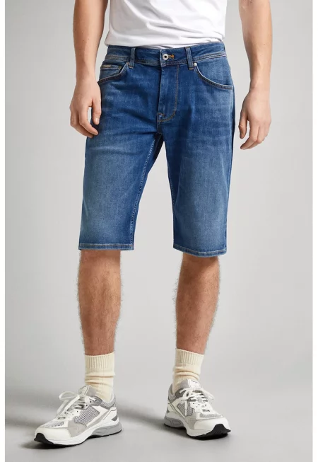 Дънкови бермуди с 5 джоба - Син