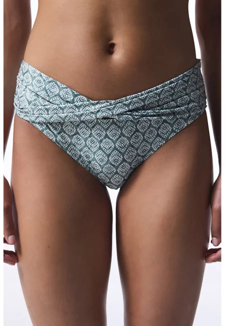 Долнище на бански с графика - Бял/Аква зелено