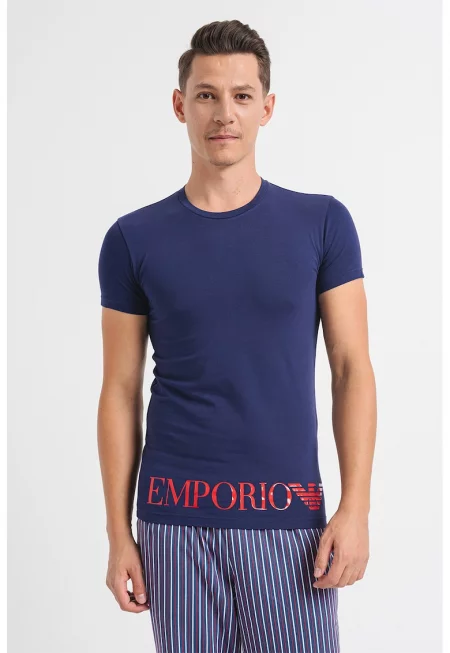 Домашна тениска с лого - Индигово синьо