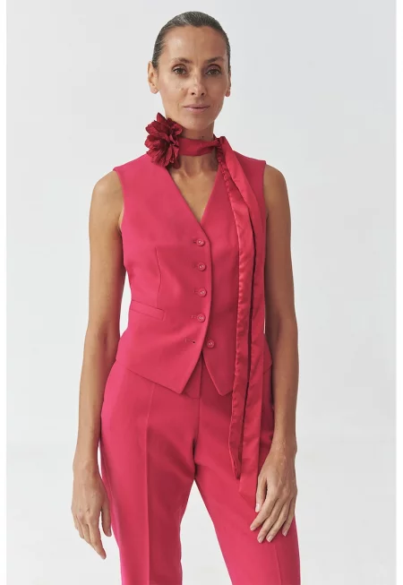 Елек с обшити джобове - Яркорозово