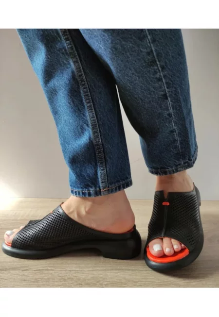 Ежедневни сабо дамски  1937 08-180 Черни с оранжево - Черно - Черен