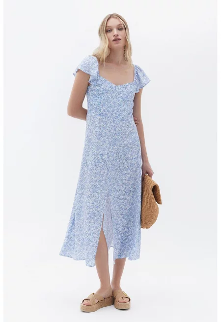 Флорална рокля - Бял/Син