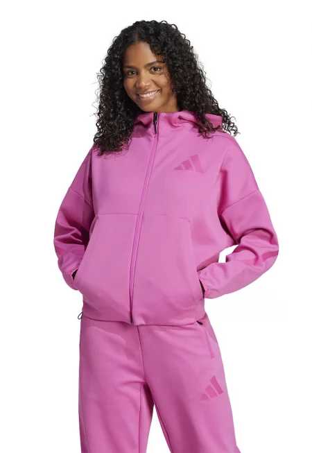 Худи Z.N.E. с паднали ръкави и скосени джобове - Розово