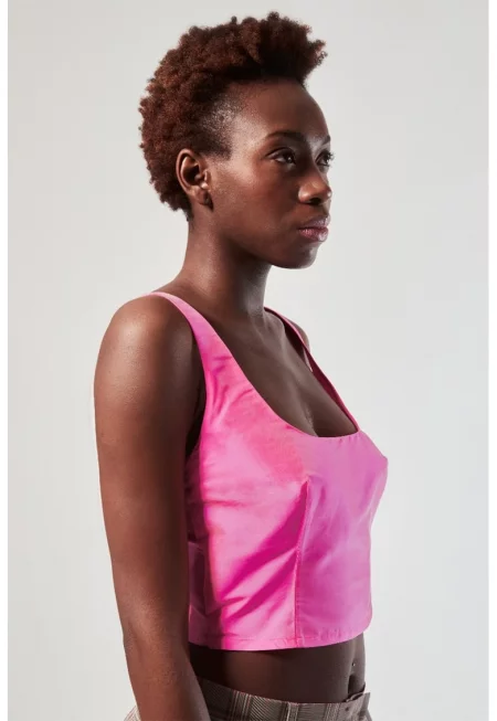 Къс копринен топ Flavia - Яркорозово