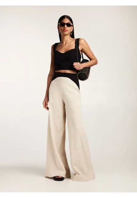 Къс топ и панталон с широк крачол Doha