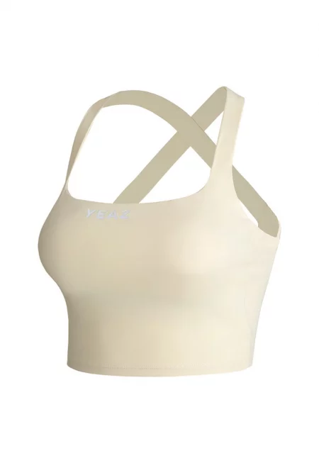 Къс топ с лого - Жълт