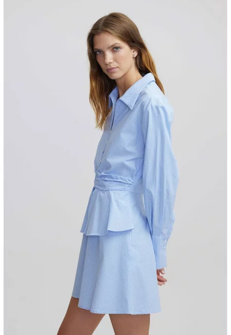 Къса рокля с дизайн 2 в 1 - Светлосин