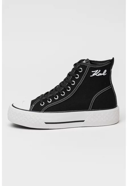 Кецове с висок профил и лого - Бял/Черен