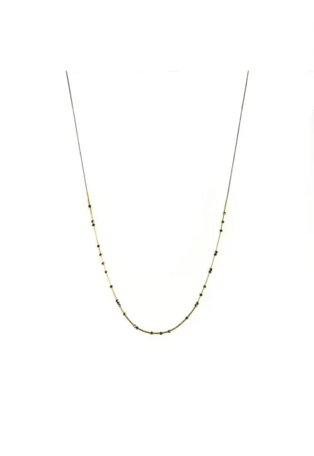 Колие -  Caviar Drops - черен шпинел - 14k/20 позлатено - регулируема дължина