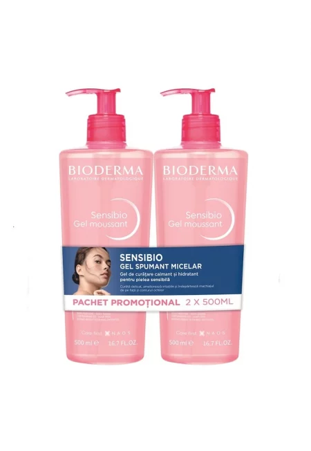 Комплект 2 успокояващи и хидратиращи гела Sensibio  Пенящи се - Почистващи - 2 x 500 мл