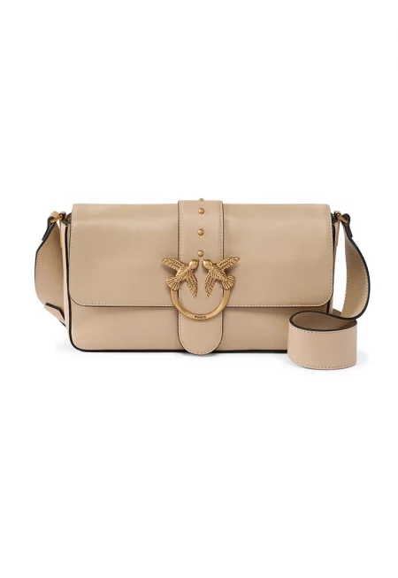 Кожена чанта с капаче - Крем