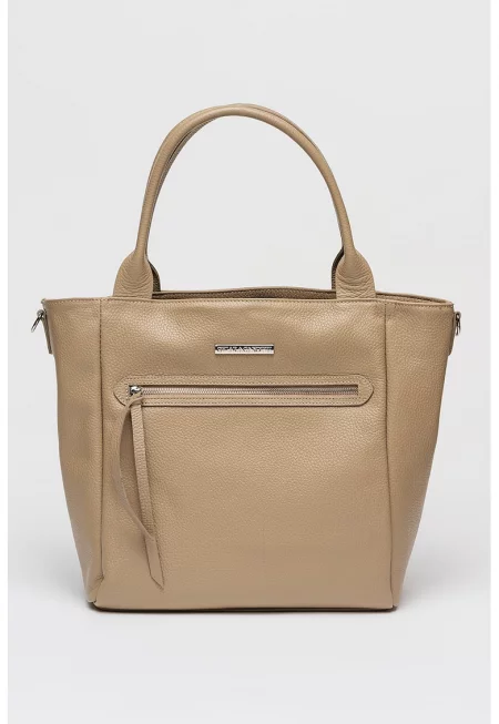 Кожена чанта с отделяща се презрамка - Сиво-кафяв