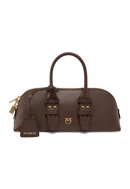 Кожена чанта за рамо с катинарче с лого