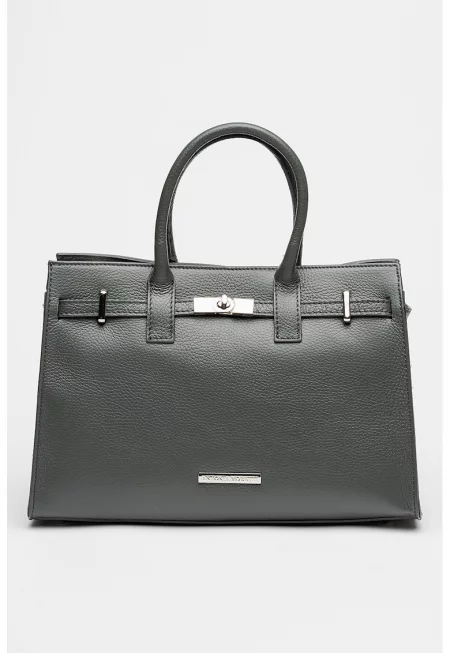 Кожена ръчна чанта с допълнителна презрамка