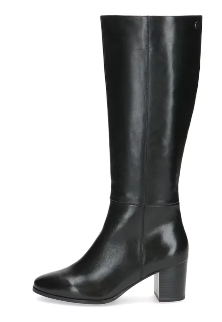 Кожени ботуши до коляното с масивен ток - Избеляло черно