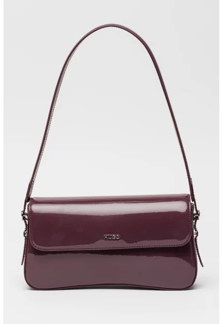 Лачена чанта за рамо Syndra - Тъмновиолетов
