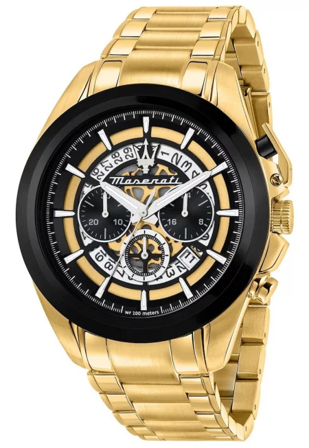 Мъжки часовник  Traguardo - хронограф - дата - златисто-черен - 10atm