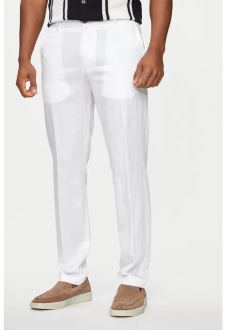 Мъжки панталон -  303730505 - лиоцел/лен - бежов - Бежов