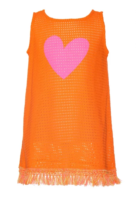 Мрежеста рокля със сърцевидна шарка - Оранжев