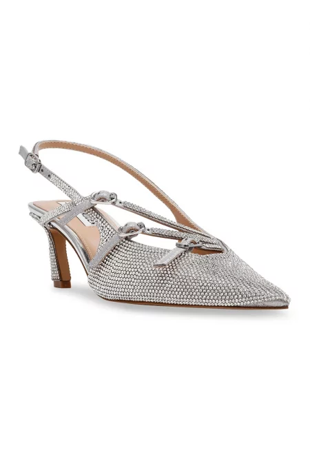 Обувки с декоративни камъни - Сребрист