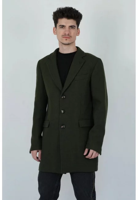 Палто regular fit с предни джобове - Зелен