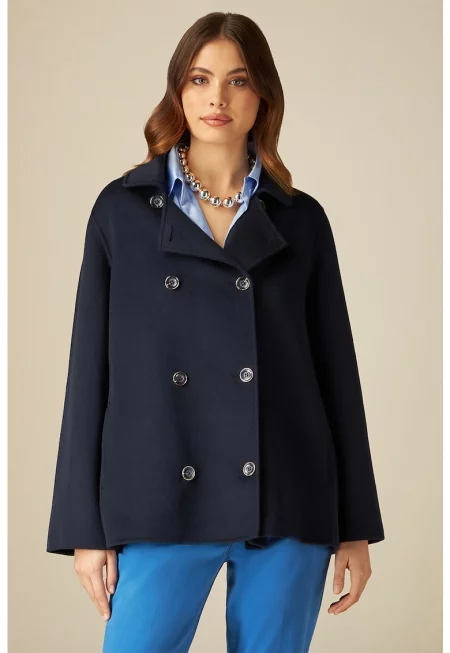 Палто с вълна с двуредно закопчаване