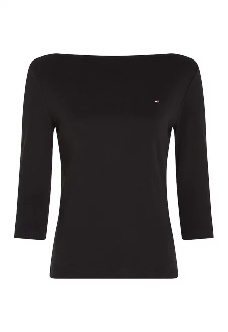 Памучна блуза с 3/4 ръкави - Черен