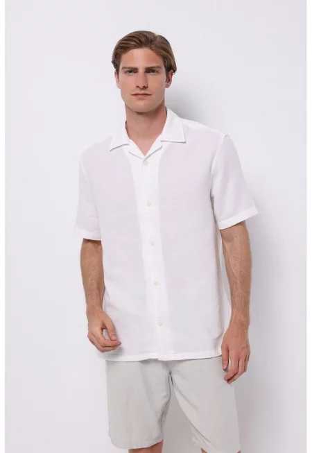 Памучна риза с къси ръкави