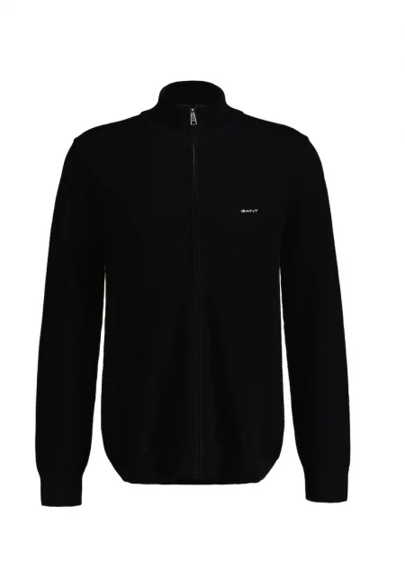 Памучна жилетка с цип - Черен