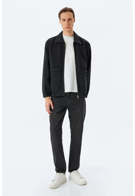 Памучно яке с еластични маншети - Черен