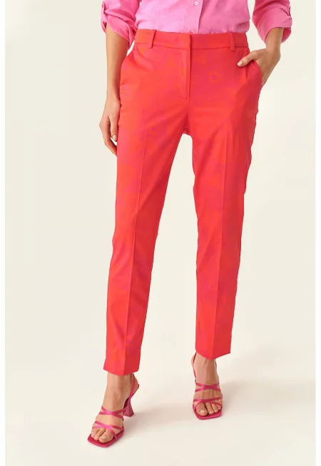 Панталон чино със средна талия - Аленочервен