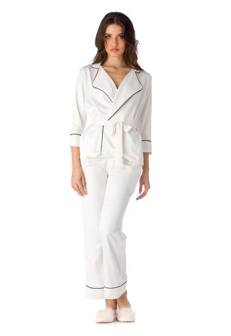Пижама Iris със сатиниран ефект - Бял