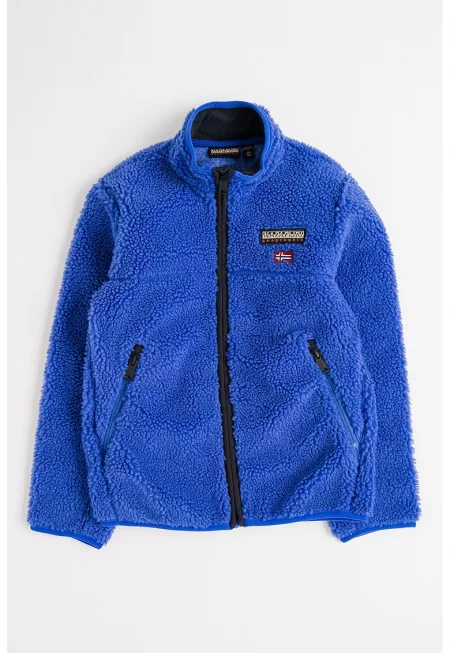 Плюшено яке с джобове - Индигово синьо