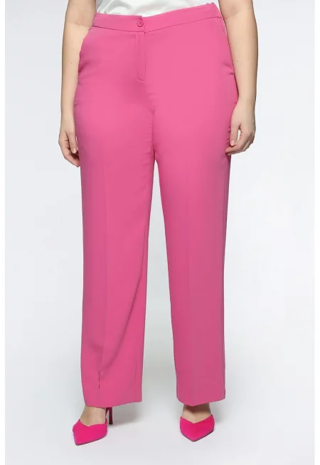 Прав панталон с джобове встрани - Фуксия