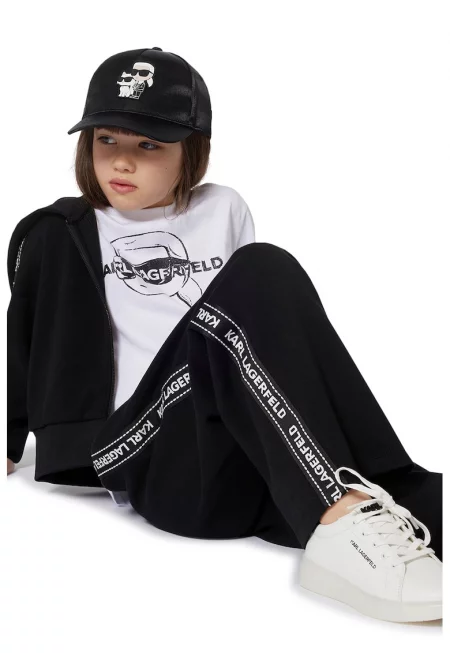 Прав панталон с лого - Черен