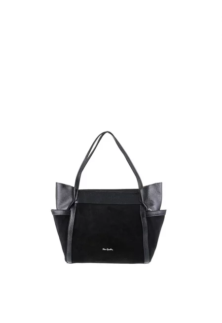 Ръчна чанта Sereia от кожа и велур - Черен