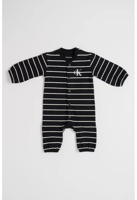 Раиран гащеризон с памук - Бял/Черен