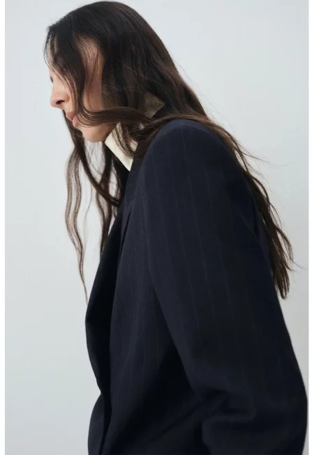 Раирано сако с модал и вълна на райе - Тъмносин