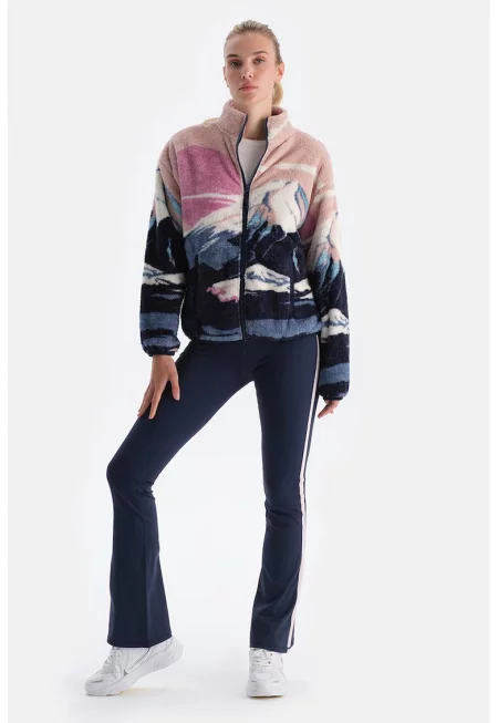 Разкроен клин с контрасти - Бял/Тъмносин