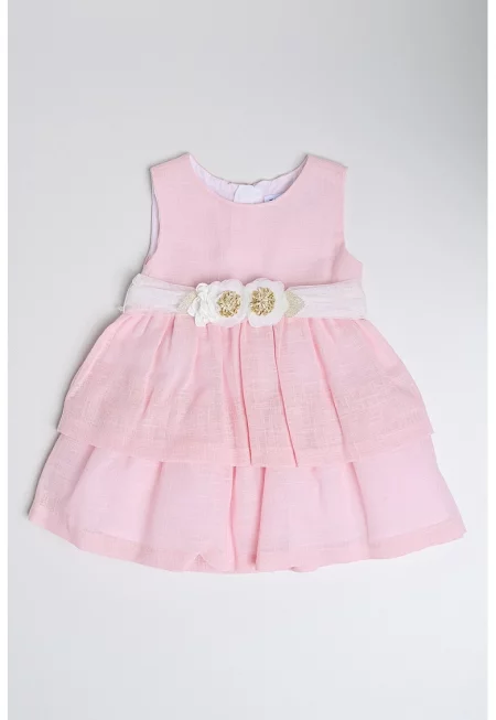 Разкроена рокля с флорални апликации