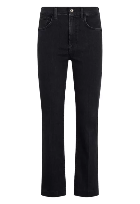 Разкроени дънки с висока талия - Черен