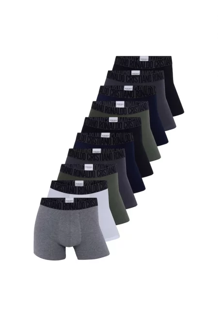 Разнородни боксерки с еластична талия - 10 чифта - Черен/Сив/Син