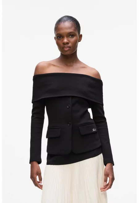 Сако с голи рамене - Черен