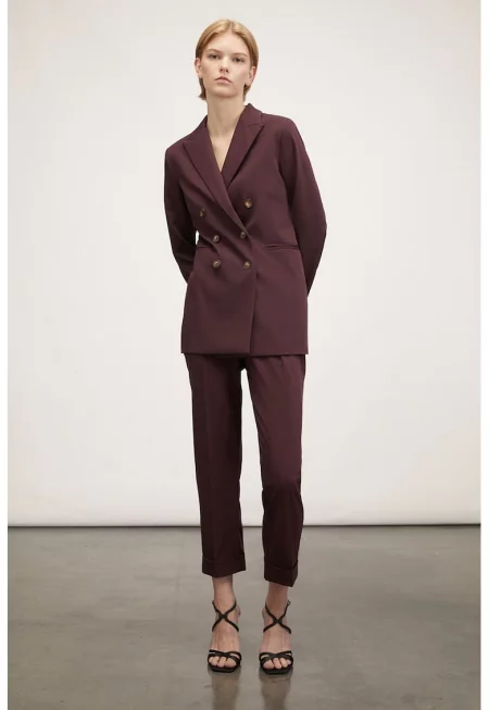 Сако с вълна с двуредно закопчаване - Коняк кафяв