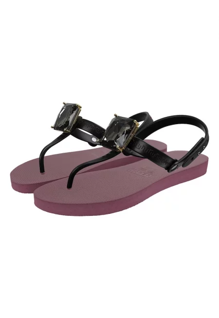 Сандали с разделител за палеца и декоративни камъни