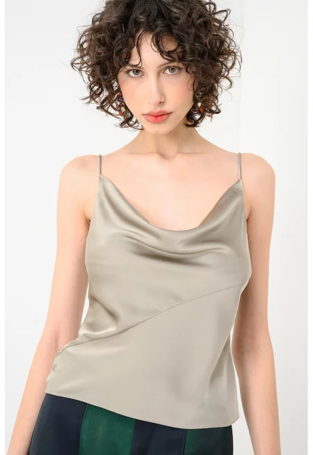 Сатиниран топ Eliseo - Бледозелен