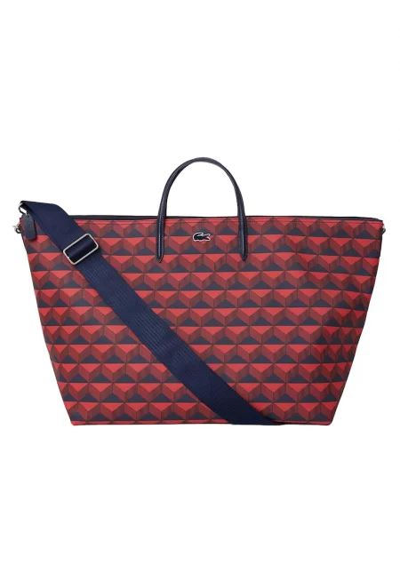 Шопинг чанта с десен - Червен/Черен