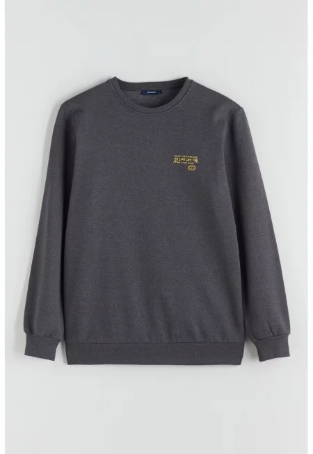 Суитшърт с овално деколте и надпис