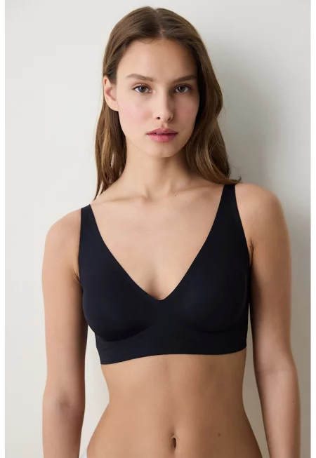 Триъгълно горнище на бански с регулируеми презрамки - Черен